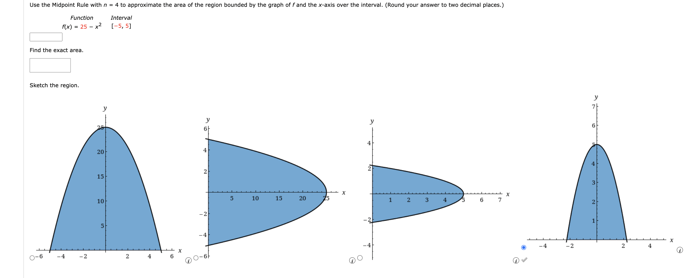 Solved Use the Midpoint Rule with n = 4 to approximate the | Chegg.com