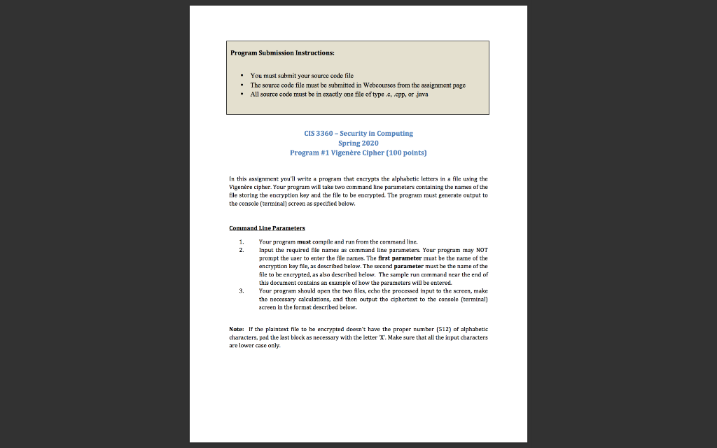 Program Submission Instructions: . You must submit | Chegg.com