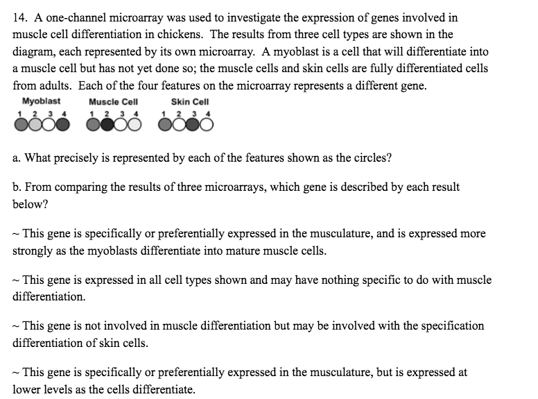 Solved 14. A one-channel microarray was used to investigate | Chegg.com