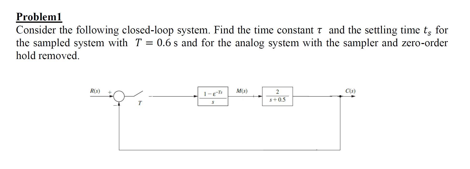 Solved Problemi Consider The Following Closed-loop System. | Chegg.com