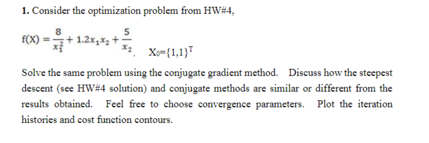 Solved 1. Steepest descent and conjugate gradient methods