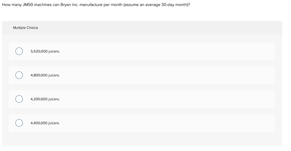 Solved Bryan Inc. produces a specialty topquality juice