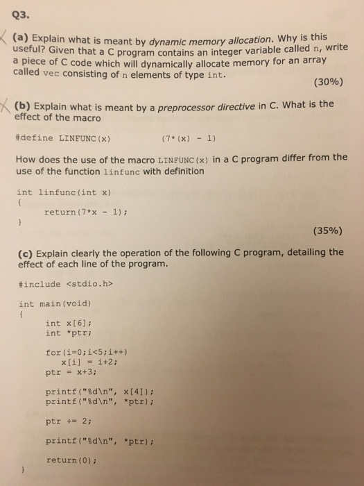 Solved Q3. (a) Explain what is meant by dynamic memory | Chegg.com