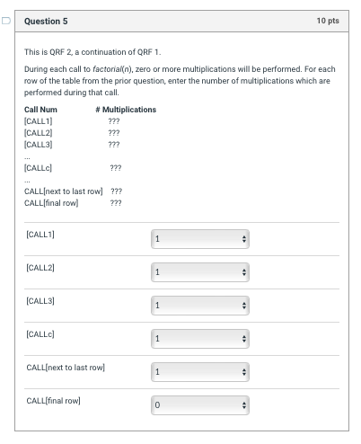 Solved Question 6 10 pts This is QRF 3, a continuation of | Chegg.com