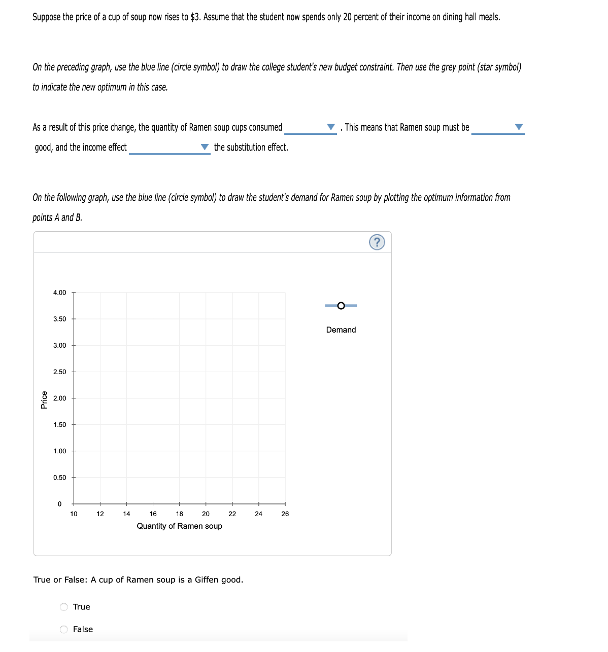 Solved Suppose the price of a cup of soup now rises to $3. | Chegg.com
