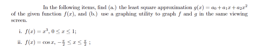 In the following items, find (a.) the least square | Chegg.com