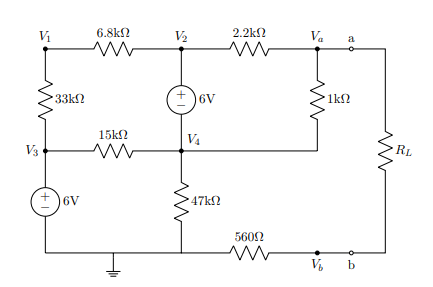 Solved Please find v1,v2,v3,v4,va,vb. Find the value of RL | Chegg.com