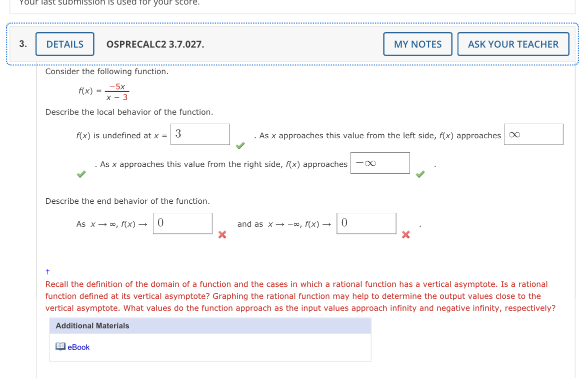 Solved Consider the following function. f(x)=x−3−5x Describe | Chegg.com