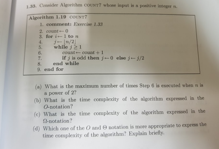 Solved 1 Consider Algorithm Count7 Whose Input Is A Po Chegg Com