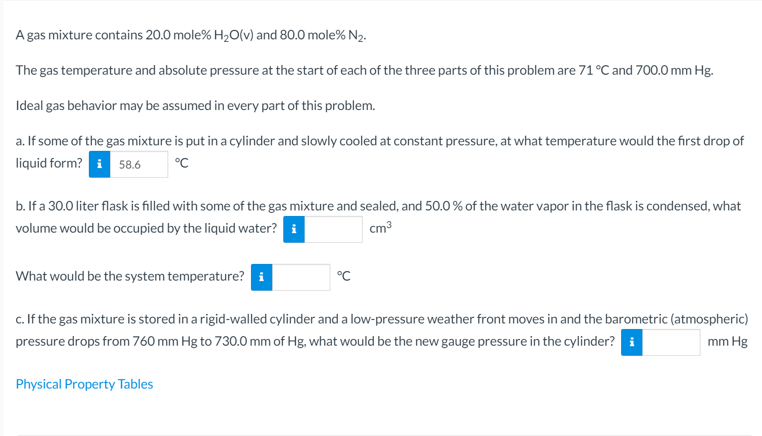 Solved A gas mixture contains 20.0 mole% H2O(v) and 80.0 | Chegg.com