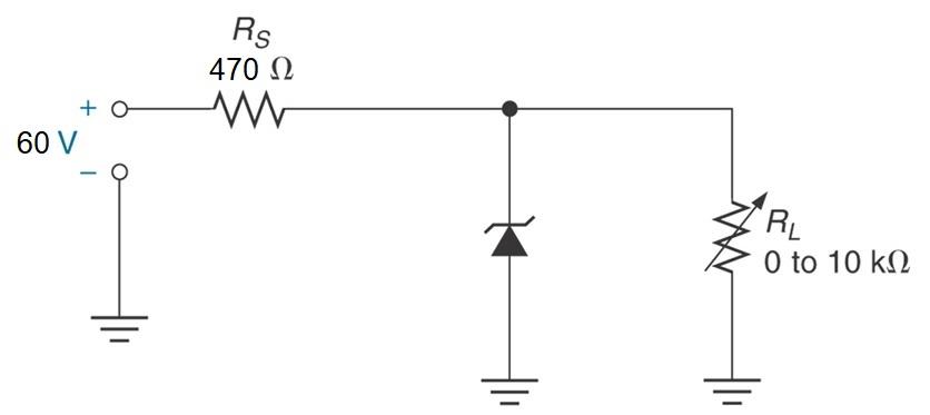 Solved The 1N4754 Zener diode used for the circuit below has | Chegg.com