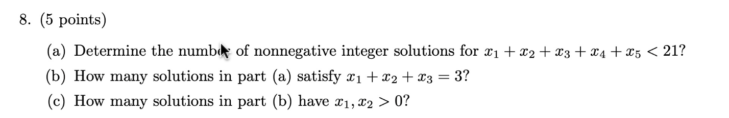 Solved 8. (5 points) (a) Determine the numb of nonnegative | Chegg.com