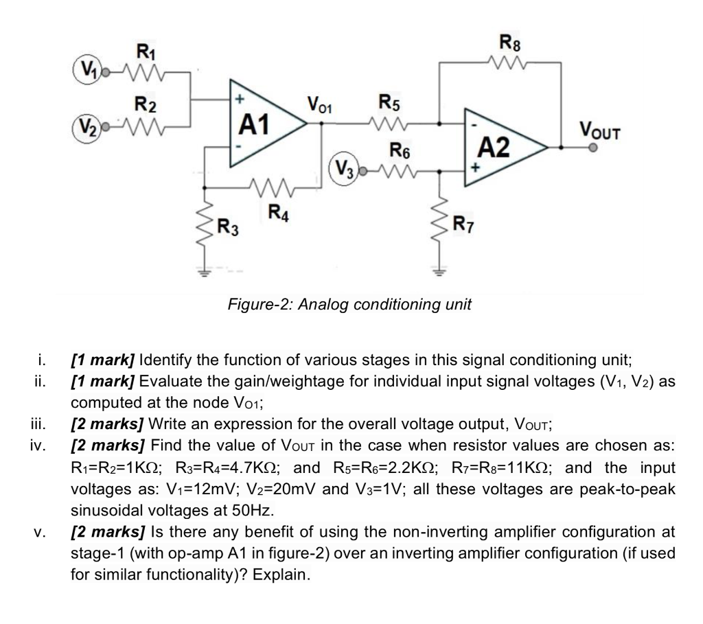 Solved R8 R1 Vow R2 Voi R5 A1 VOUT R6 A2 O R4 (R3 R7 | Chegg.com