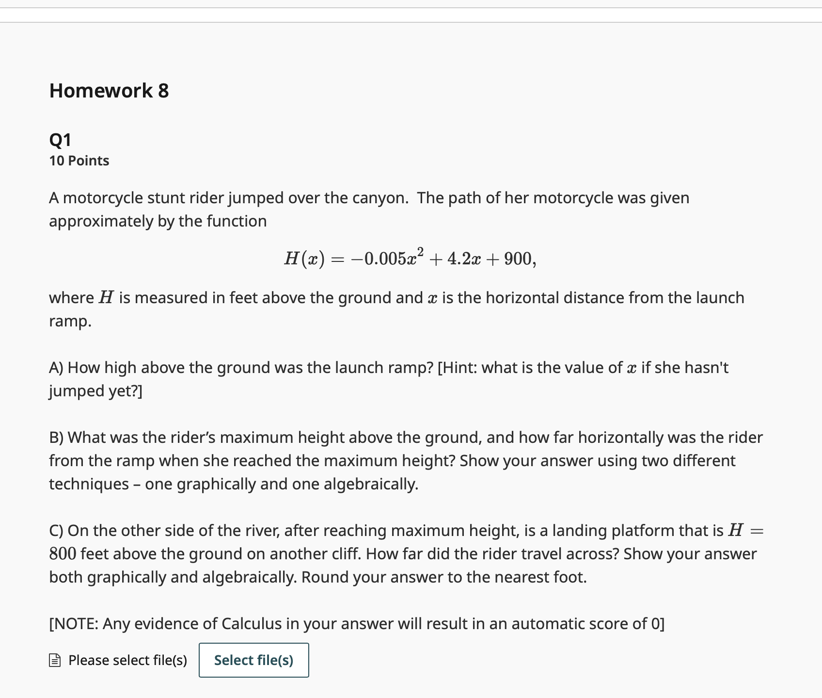 Solved Q1 10 Points A Motorcycle Stunt Rider Jumped Over The