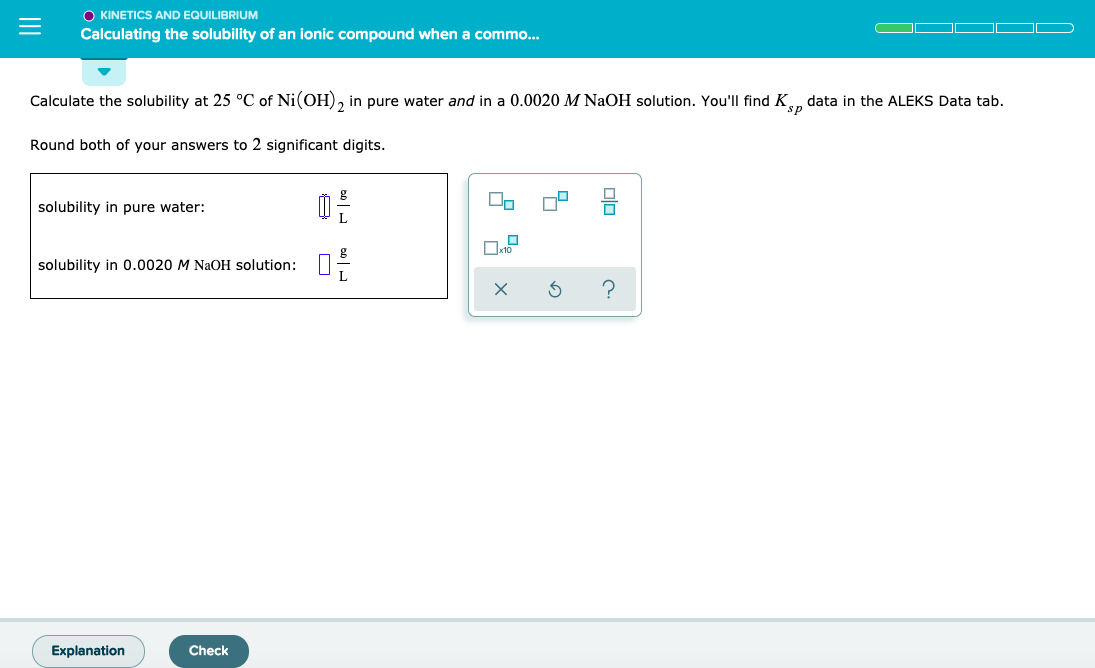 Solved Calculate the solubility at 25°C of NiOH2 in pure | Chegg.com