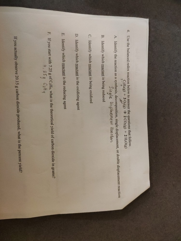 Solved 2 4. Use the balanced redox reaction below to Chegg