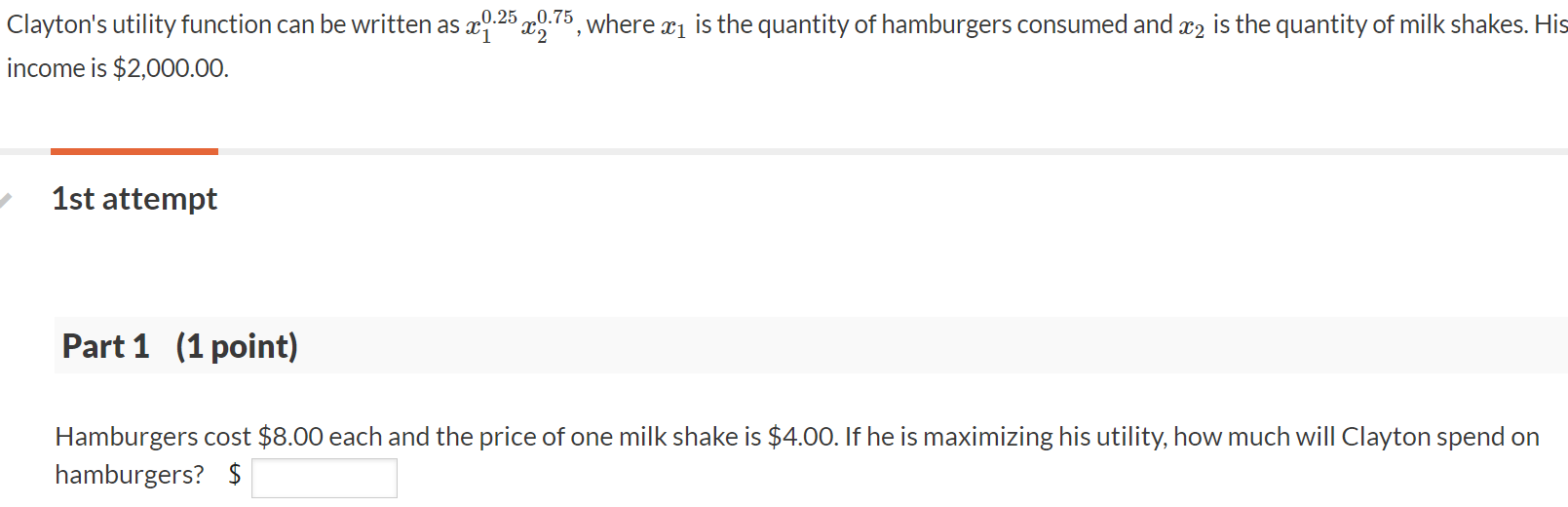 Solved Clayton's utility function can be written as
