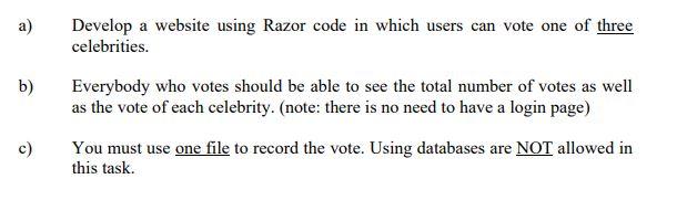 Solved a) Develop a website using Razor code in which users | Chegg.com