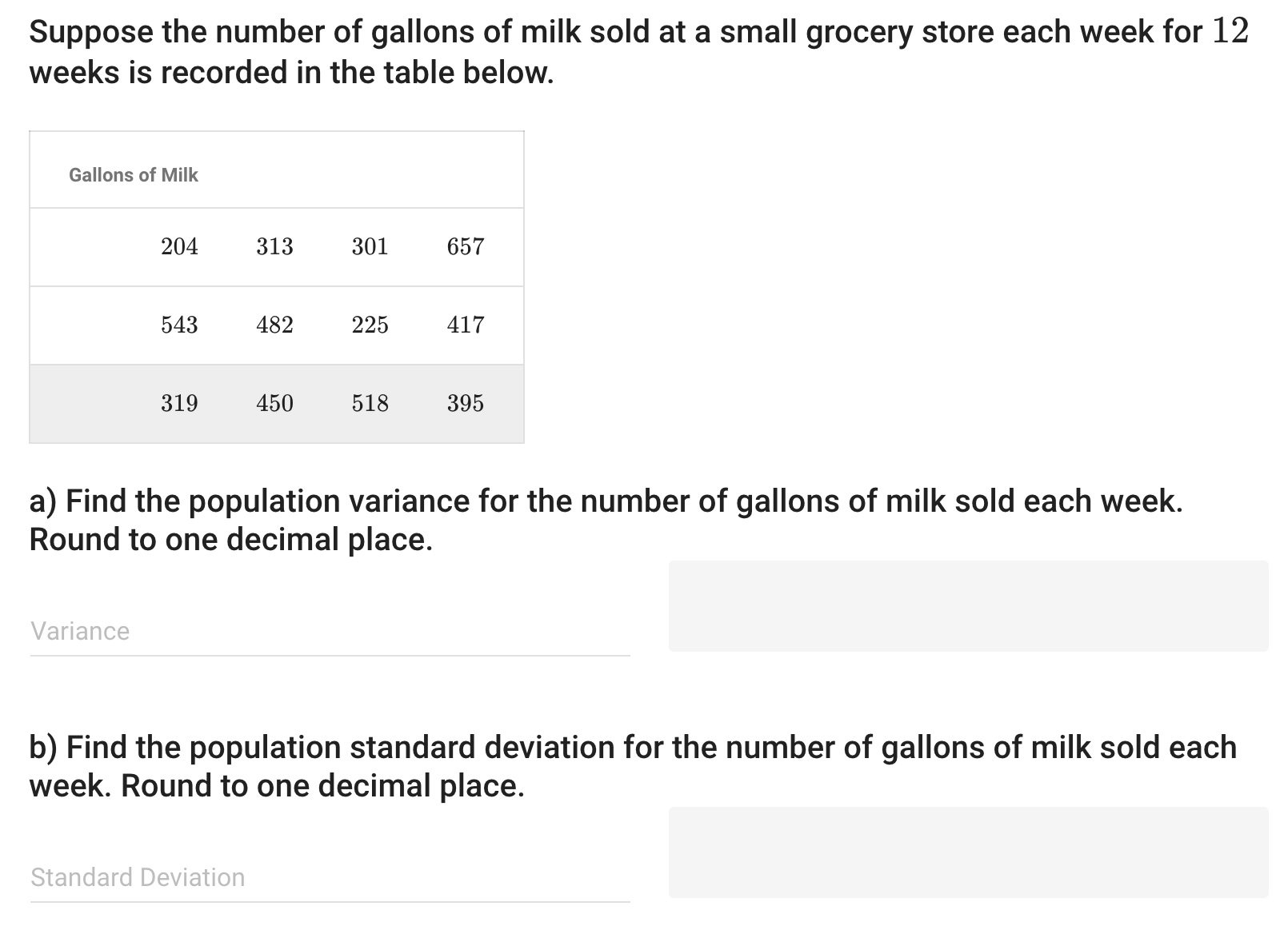 Solved Suppose the number of gallons of milk sold at a small