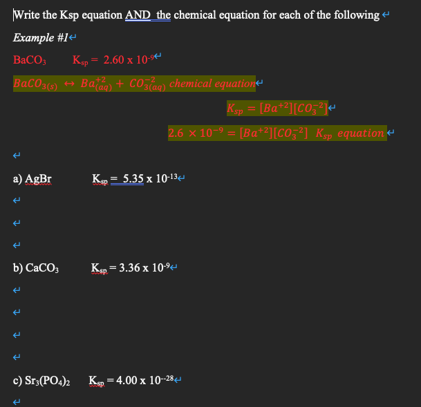 Solved Write the Ksp equation AND the chemical equation for | Chegg.com