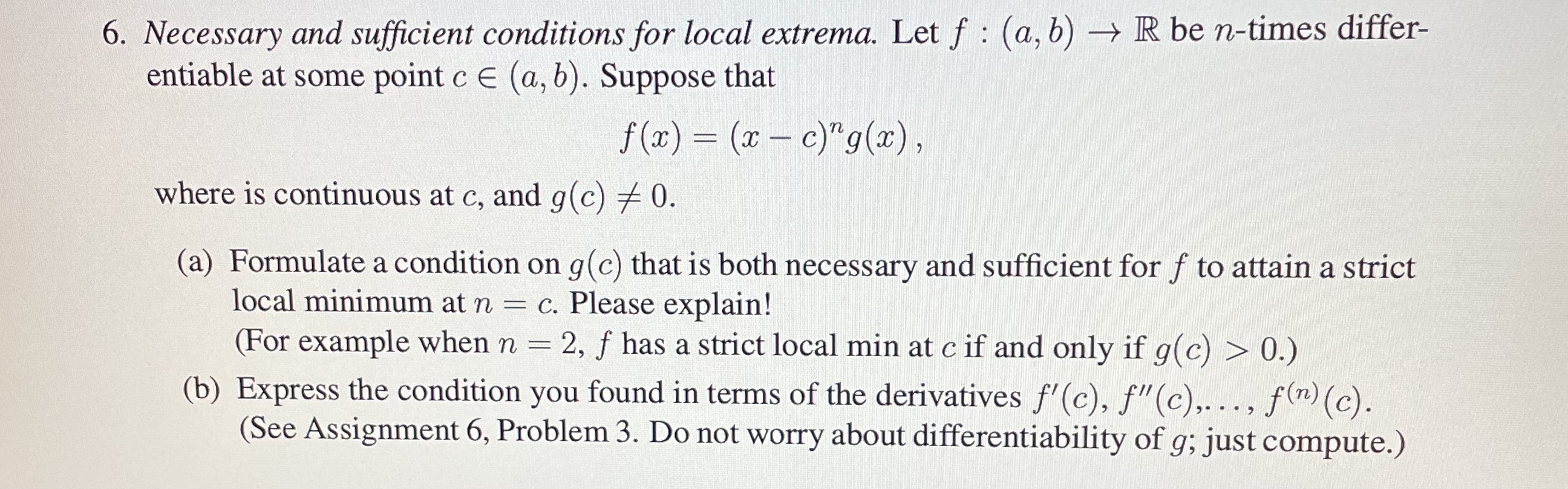 Solved Necessary and sufficient conditions for local | Chegg.com