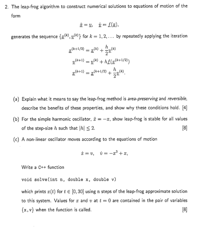 = 2. The leap-frog algorithm to construct numerical | Chegg.com