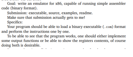 Goal: write an emulator for x86, capable of running | Chegg.com