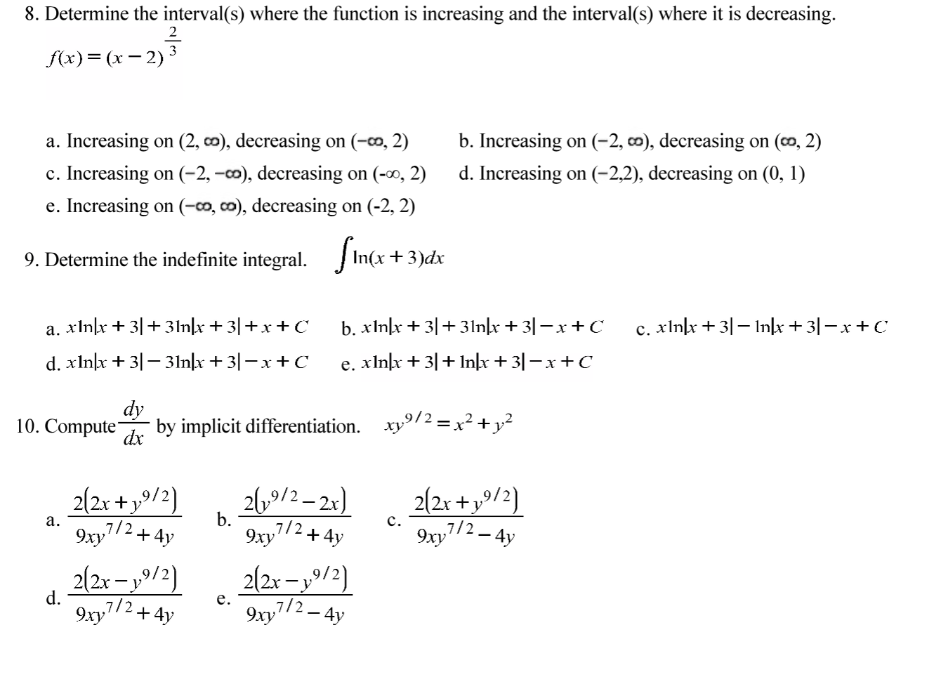 Solved 8 Determine The Interval S Where The Function Is