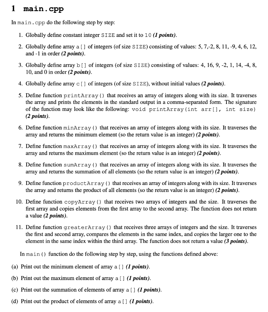 Solved 1 main.cpp In main.cpp do the following step by step: | Chegg.com