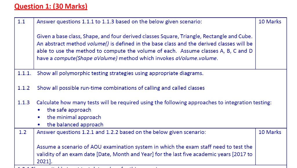 Solved Question 1 30 Marks 1 1 Answer Questions 1 1 1 To Chegg Com