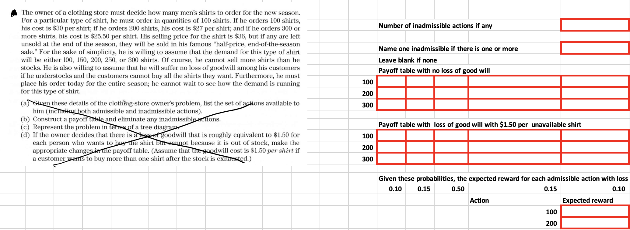 Solved Number of inadmissible actions if any Name one | Chegg.com