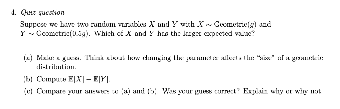 Solved 4 Quiz Question Suppose We Have Two Random Variables 7701