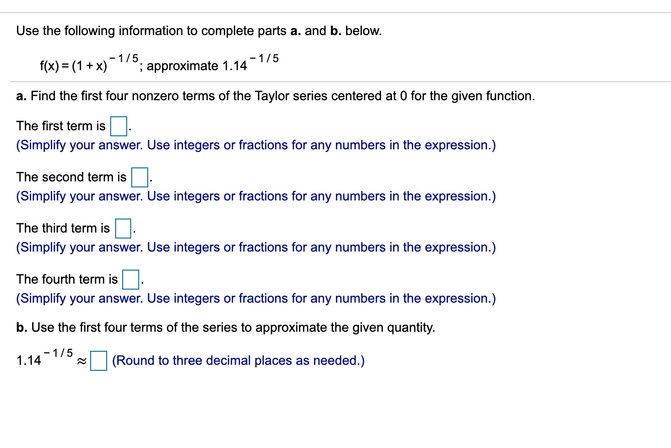 Solved Use the following information to complete parts a. | Chegg.com