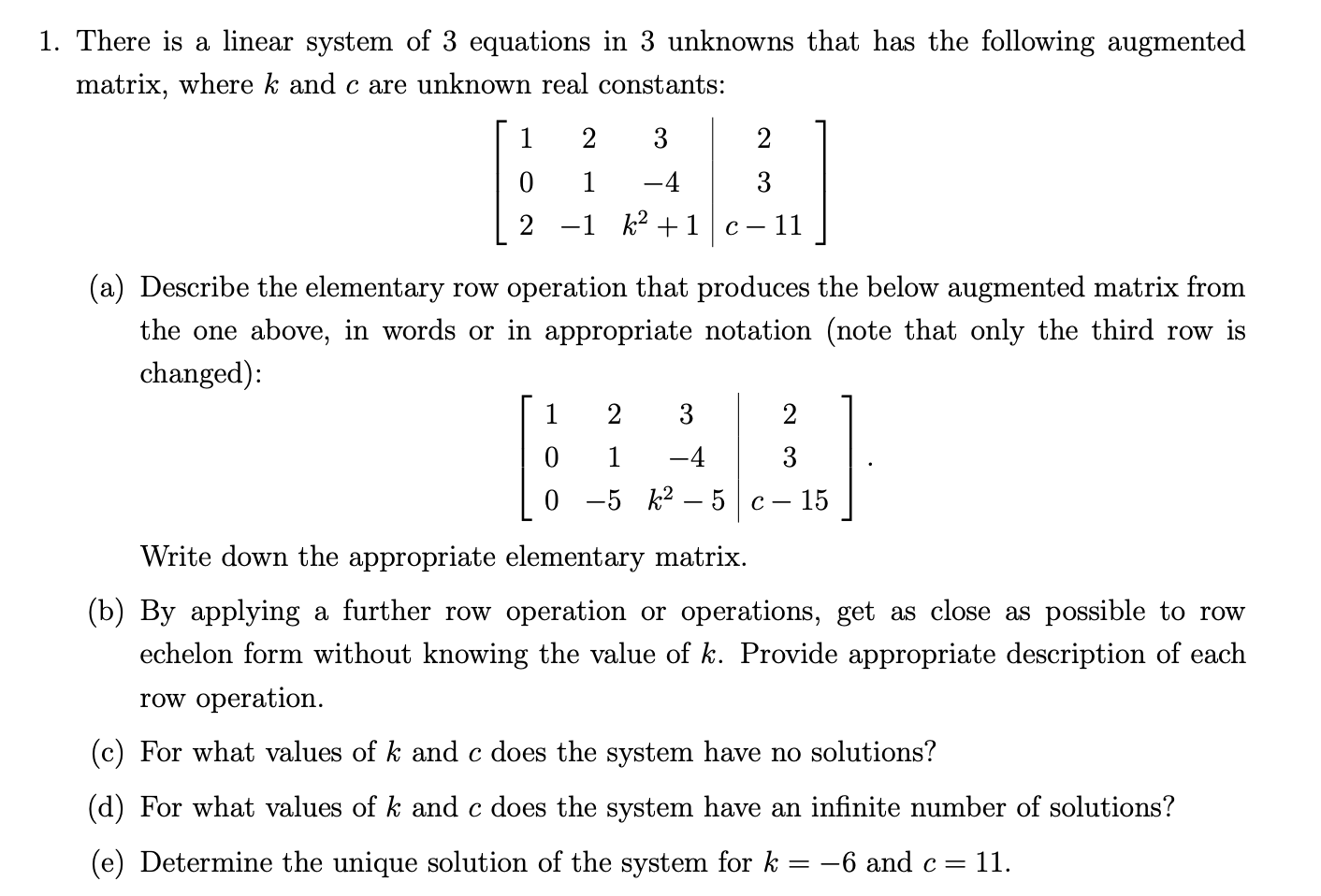Solved 1. There is a linear system of 3 equations in 3 | Chegg.com