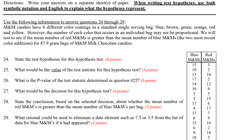 Solved M&M candies have 6 different color coatings in a