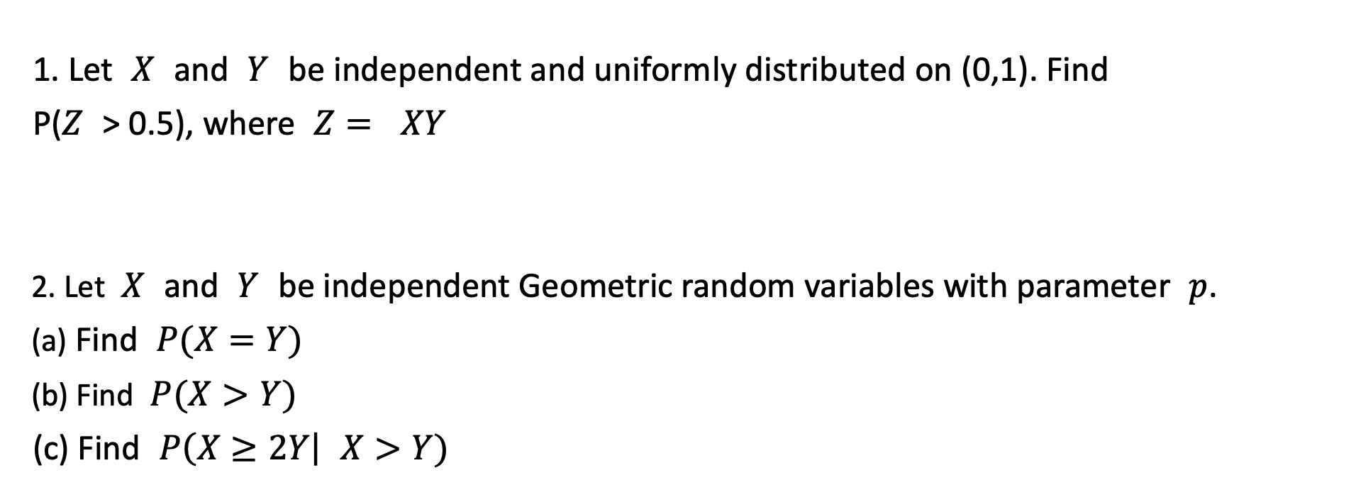 Solved 1 Let X And Y Be Independent And Uniformly 4530