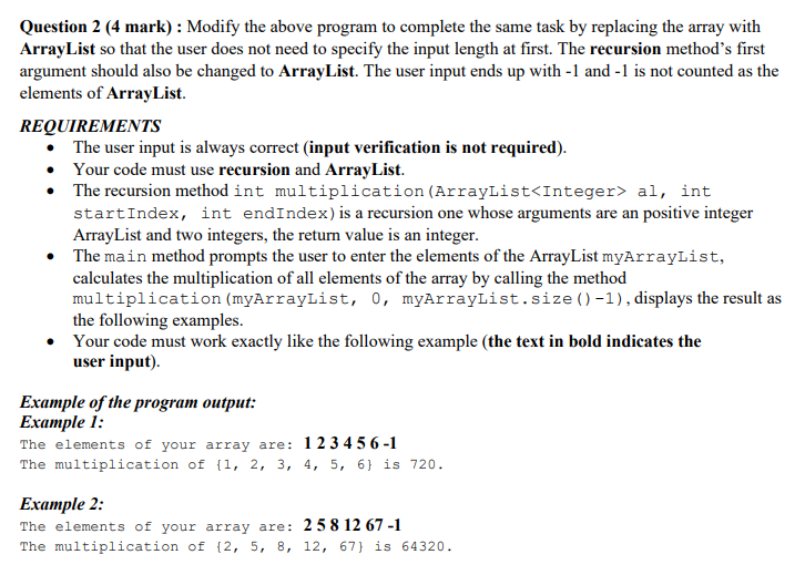 Solved Question 2 (4 mark) : Modify the above program to | Chegg.com