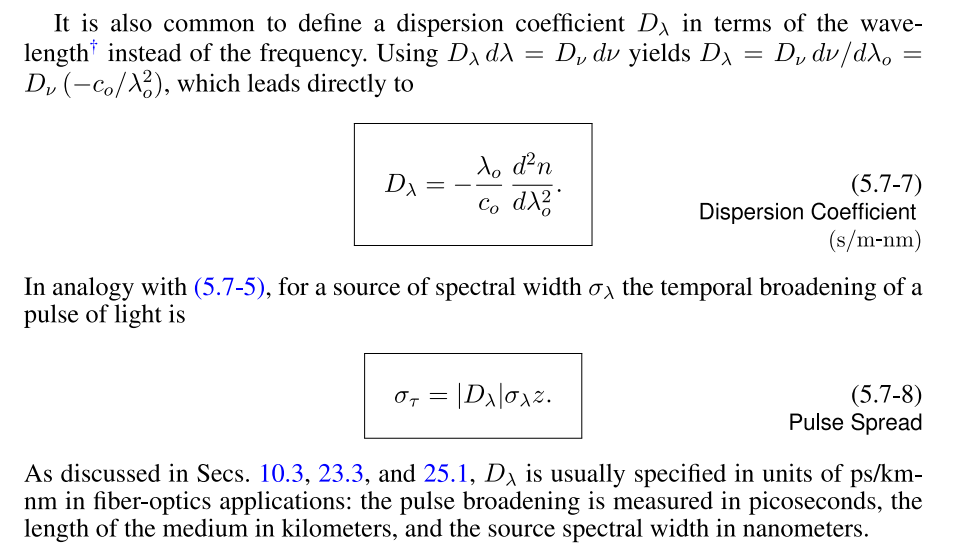 optical pulse centered Using equations 5.75 to