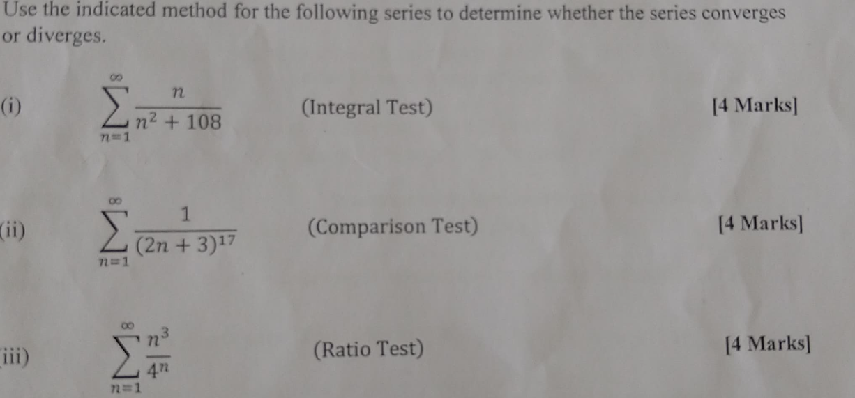 Solved Use the indicated method for the following series to | Chegg.com