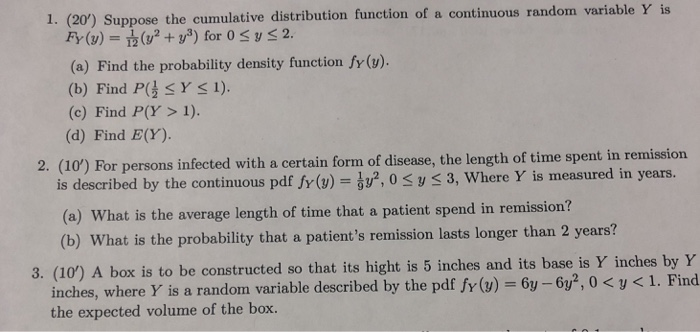 Solved the cumulative distribution function of a continuous | Chegg.com