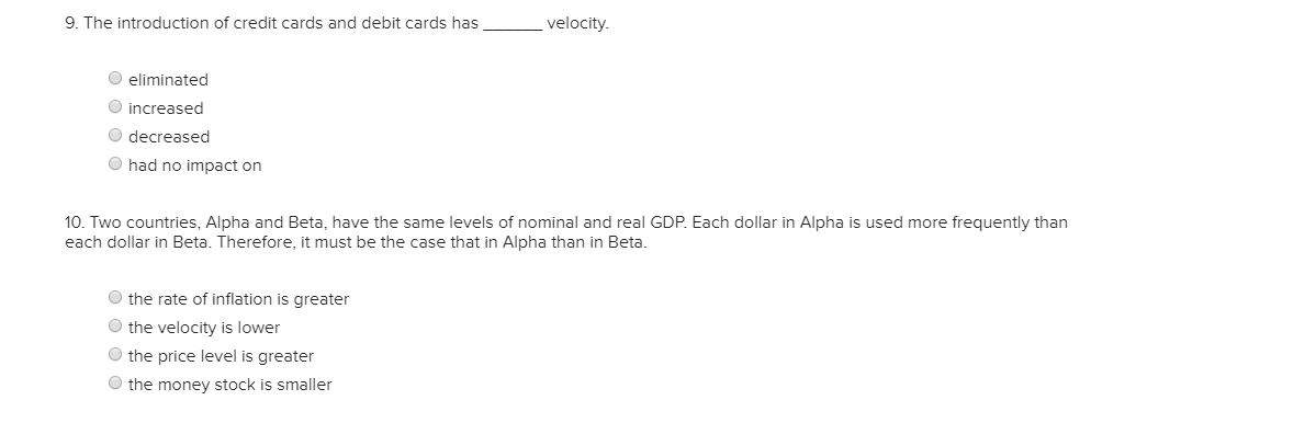 Solved 1. In the quantity theory of money, P and Y represent | Chegg.com