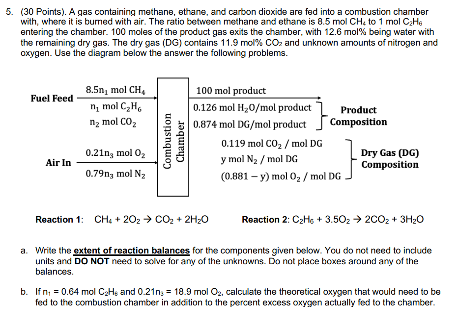 Solved (30 Points). A gas containing methane, ethane, and