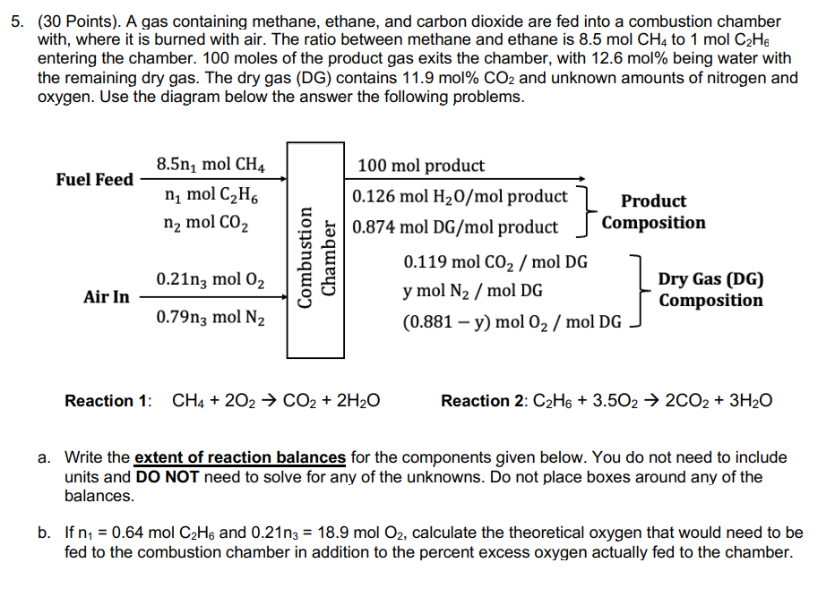 Solved Points A Gas Containing Methane Ethane And Chegg Com