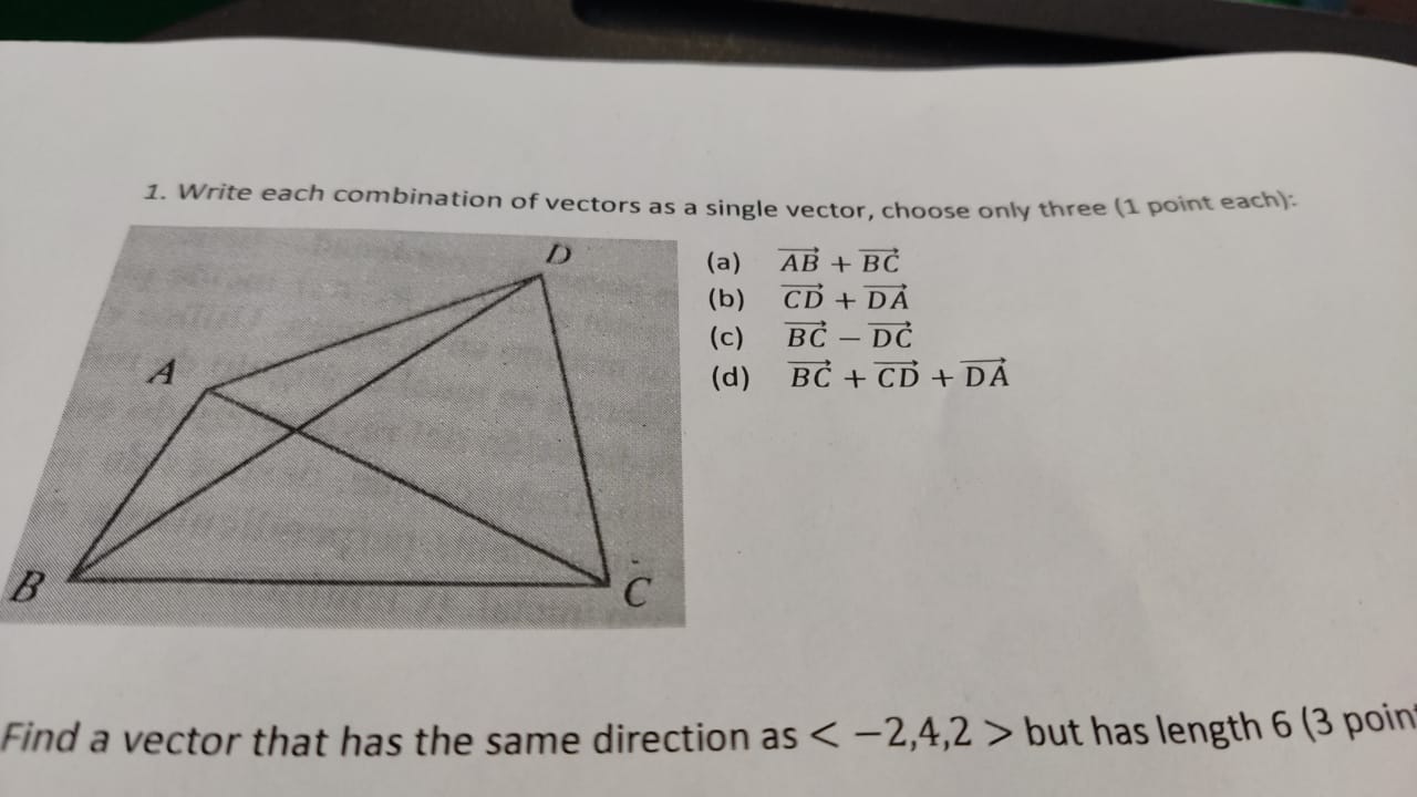 [Solved]: 1.-Write Each Combination Of Vectors As A Single V