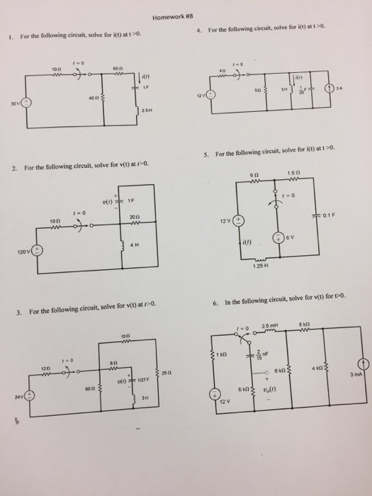 Solved Homework #8 1. For the following circuit, solve for | Chegg.com