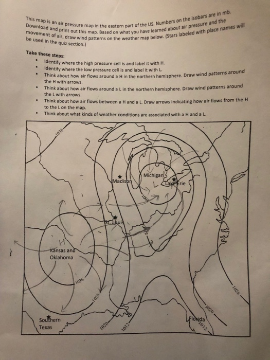 Solved on the isobars are in mb. aa s an air pressure map in