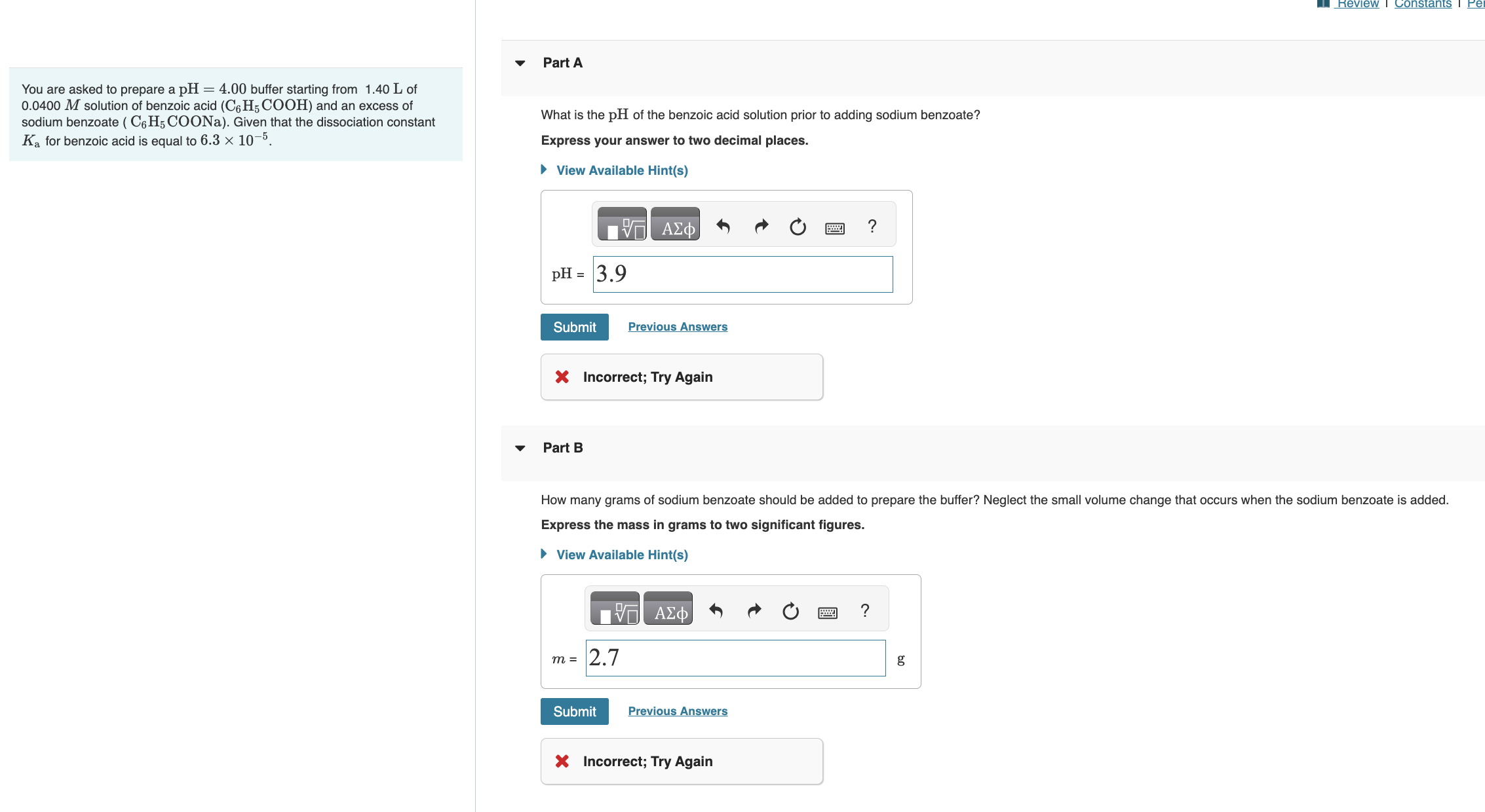 Solved You are asked to prepare a pH=4.00 buffer starting