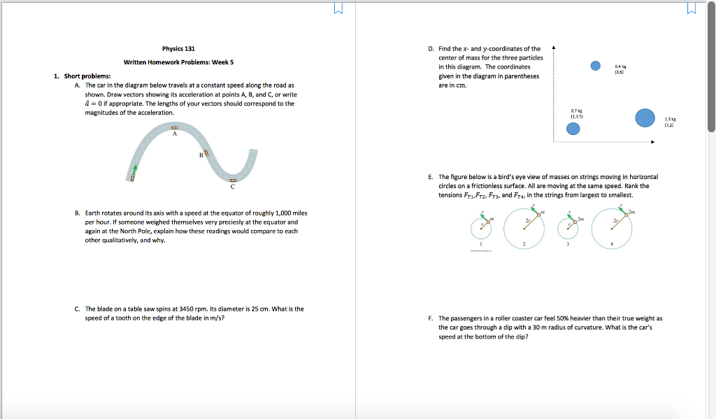Solved Physics 131 Written Homework Problems: Week 5 D. Find | Chegg.com