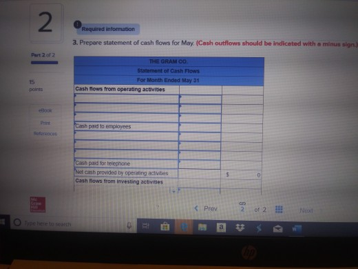 Solved 2 Required Infomation 3 Prepare Statement Of Cash Chegg