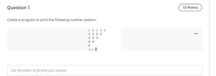 Solved Question 1 10 Points Create a program to print the | Chegg.com
